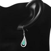 Turquoise Drop Sterling Silver Earrings, e388